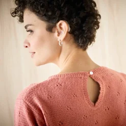 Pull col rond, maille pointelle toucher doux
