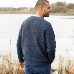 Pull col rond manches marteau côtes anglaises 30% laine