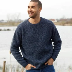 Pull col rond manches marteau côtes anglaises 30% laine
