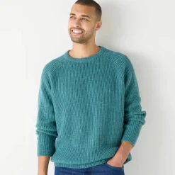 Pull col rond manches marteau côtes anglaises 30% laine