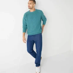 Pull col rond manches marteau côtes anglaises 30% laine