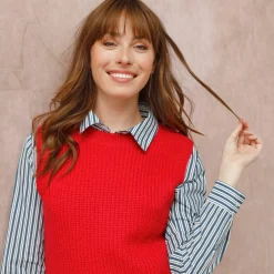 Pull col rond sans manches
