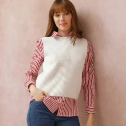 Pull col rond sans manches