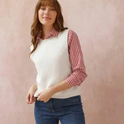 Pull col rond sans manches