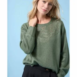 Pull col rond Spécial Petites, maille pointelle