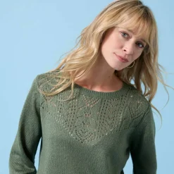 Pull col rond Spécial Petites, maille pointelle