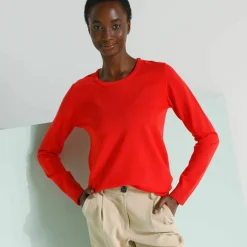 Pull col rond uni, manches longues, toucher doux