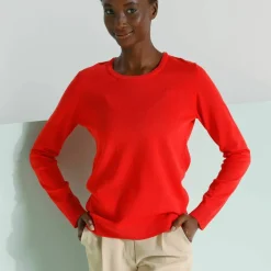 Pull col rond uni, manches longues, toucher doux