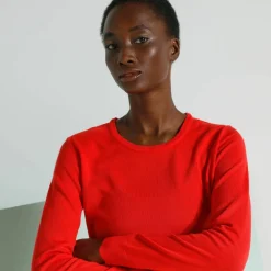 Pull col rond uni, manches longues, toucher doux