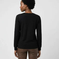Pull col rond uni, manches longues, toucher doux
