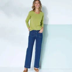 Pull col rond uni, manches longues, toucher doux