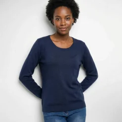 Pull col rond uni, manches longues, toucher doux