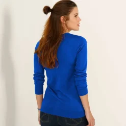 Pull col rond uni, manches longues, toucher doux