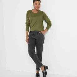 Pull col rond uni, manches longues, toucher doux