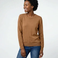Pull col rond uni, manches longues, toucher doux
