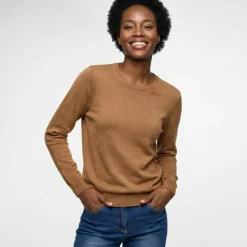 Pull col rond uni, manches longues, toucher doux