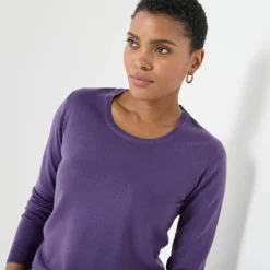 Pull col rond uni, manches longues, toucher doux