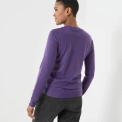 Pull col rond uni, manches longues, toucher doux