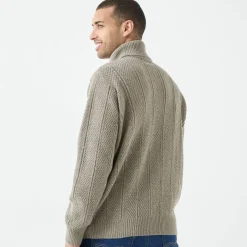 Pull col roulé maille irlandaise