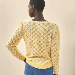 Pull col tunisien en maille fantaisie