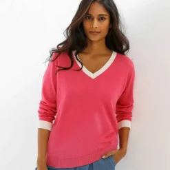 Pull col V bicolore