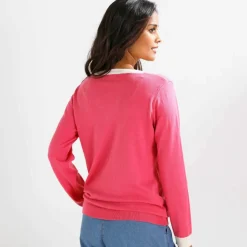 Pull col V bicolore