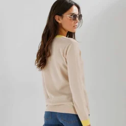 Pull col V bicolore
