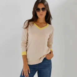 Pull col V bicolore