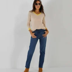 Pull col V bicolore