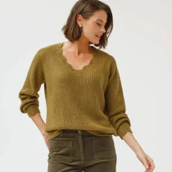 Pull col V, maille anglaise