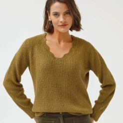 Pull col V, maille anglaise
