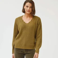 Pull col V, maille anglaise