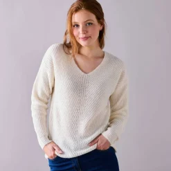 Pull col V, maille anglaise toucher doux