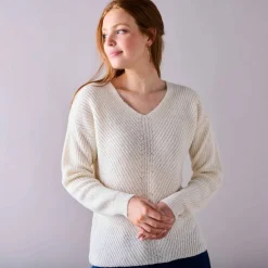 Pull col V, maille anglaise toucher doux
