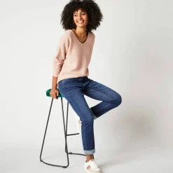 Pull col V, maille anglaise toucher doux