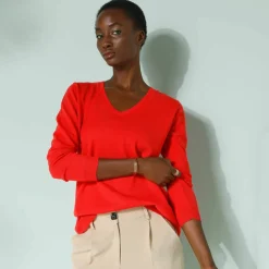 Pull col V, toucher doux