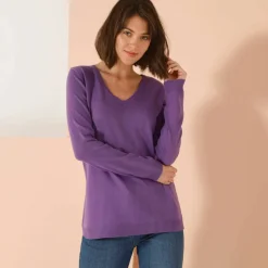 Pull col V, toucher doux
