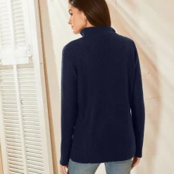 Pull col zippé, maille anglaise