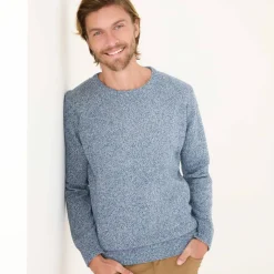 Pull coton mouliné col rond