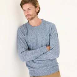 Pull coton mouliné col rond