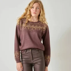Pull jacquard cuivré