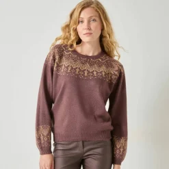 Pull jacquard cuivré
