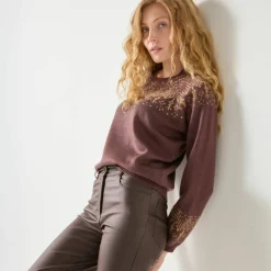 Pull jacquard cuivré