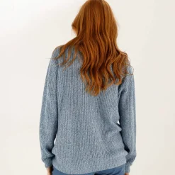 Pull loose col V, maille anglaise
