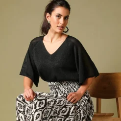 Pull loose maille brillante