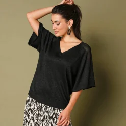Pull loose maille brillante