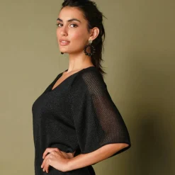 Pull loose maille brillante