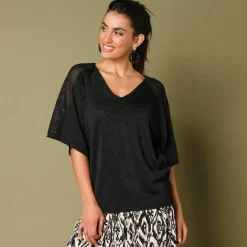 Pull loose maille brillante