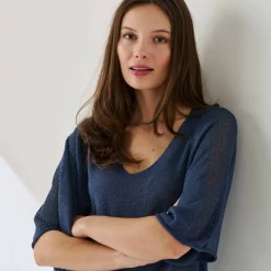 Pull loose maille brillante