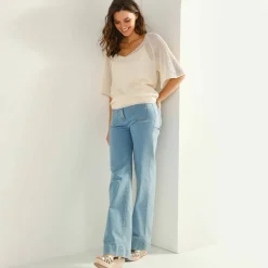 Pull loose manches coude, maille fantaisie
